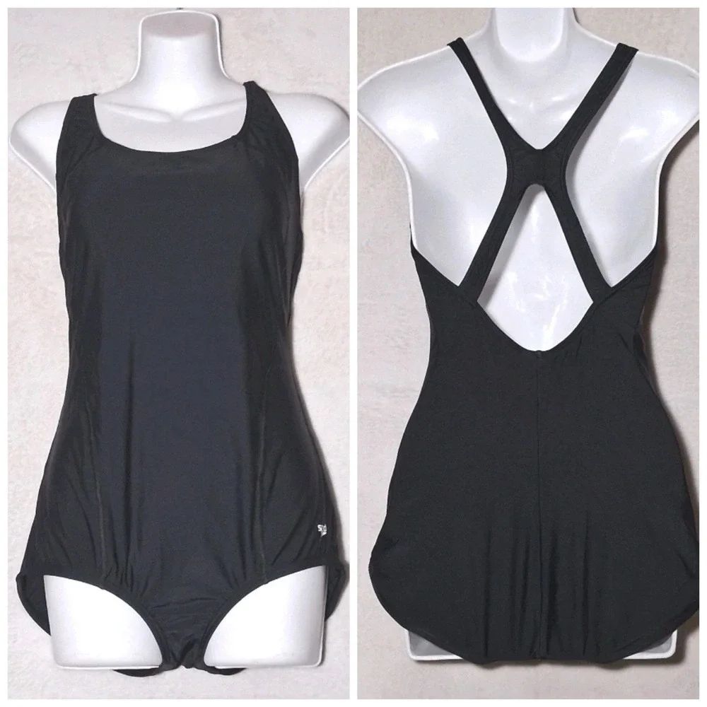 Speedo Women's Black One Piece Swimsuit Size 12 Classic Activewear Olympics
